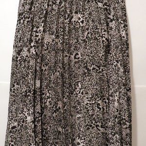 H&M Pleated Forest Green Snake Print Midi Skirt